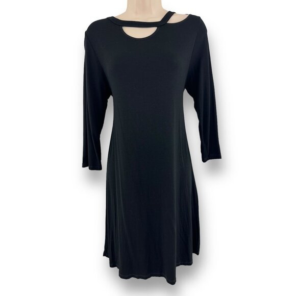 Size Small LITTLE BLACK CUTOUT SOFT KNIT SHIFT DRESS Day/Evening All-Season - Picture 1 of 5